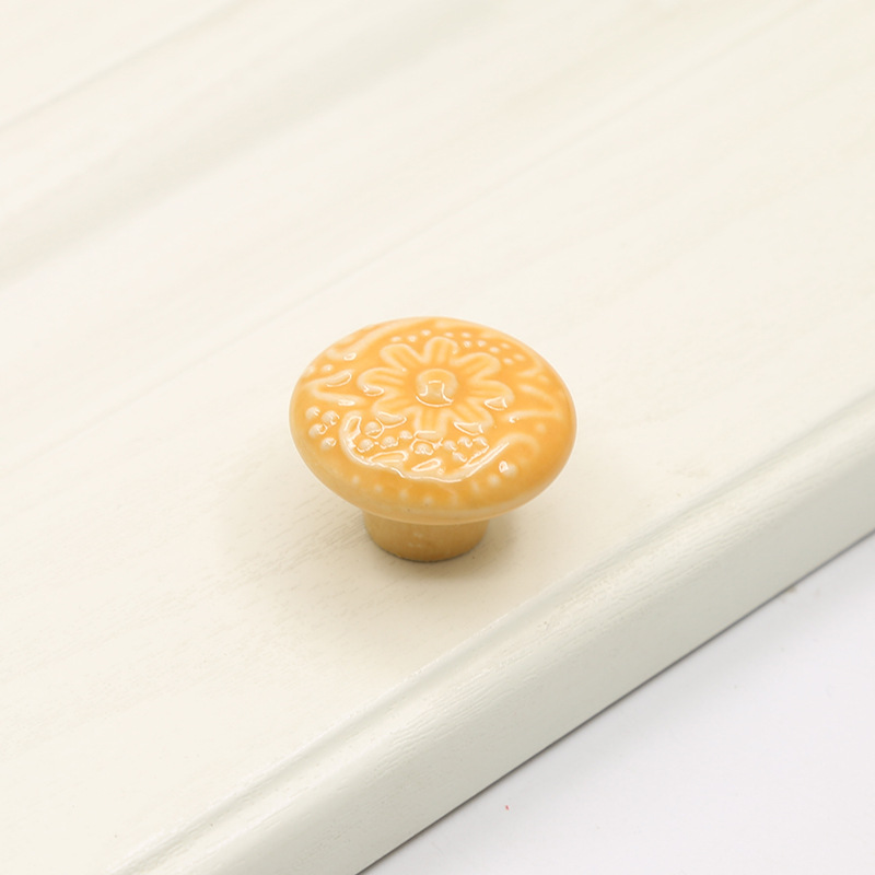 跨境免打孔橱柜衣柜门拉手单孔圆彩色陶瓷拉手瓶子盖手柄把手批发详情16