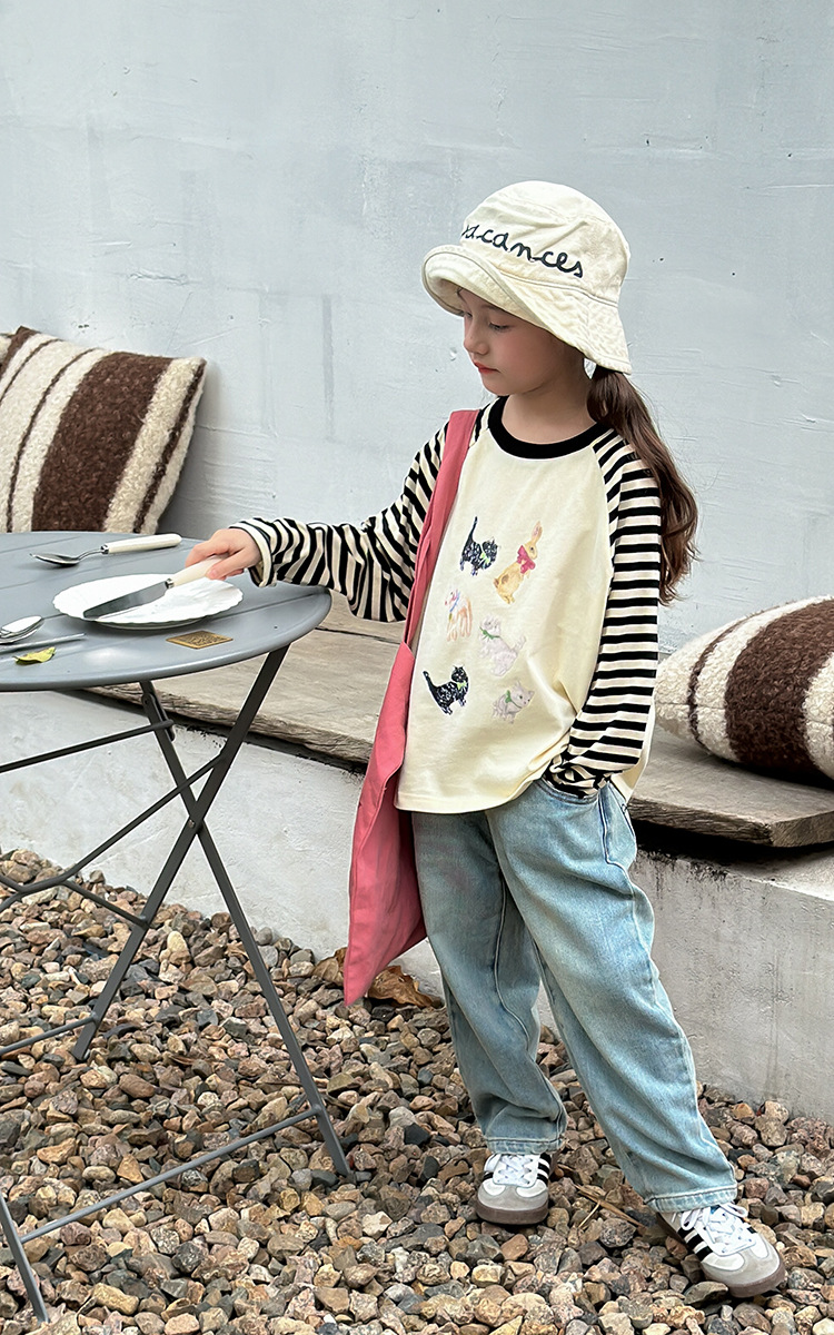 2024秋季新款儿童秋装长袖T恤上衣女童宝宝230克卡通插肩打底衫潮详情16