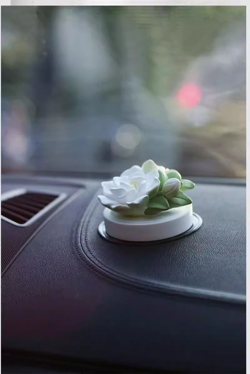 创意栀子花车载香薰摆件汽车中控台香水装饰品车内香氛扩香石礼物详情1