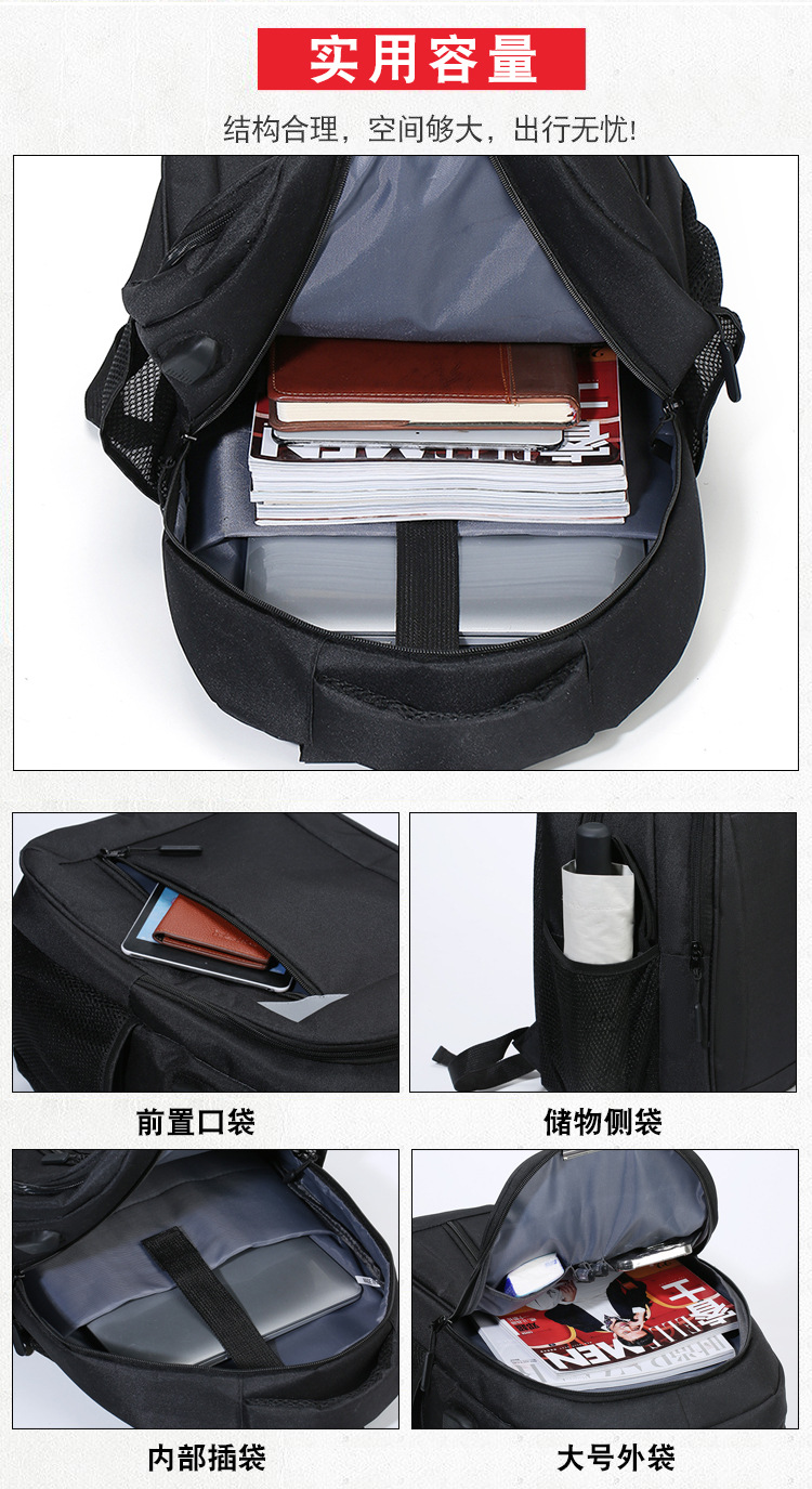 Wholesale 2023 New business double backpack, wear-resistant, water-repellent, large-capacity travel computer bag, casual, fashionable and simple pic 12