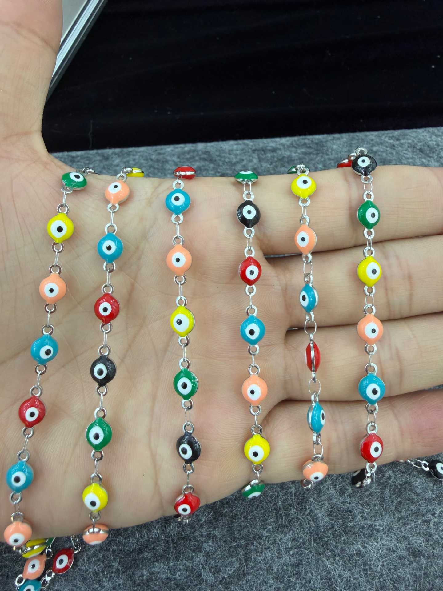 Cross-border goteo aceite color de ojos acero cadenas hecho a mano DIY accesorios accesorios collares pulseras ropa material de conexión al por mayor pic 6