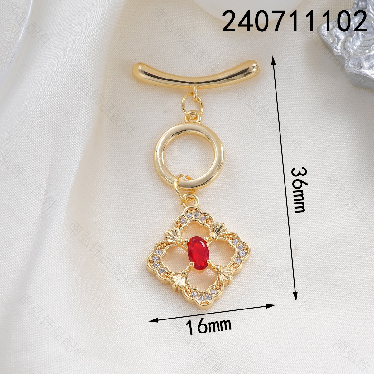 Copper plated with 18k gold, high color retention, zirconium-inlaid diamond-shaped hollow OT clasp, connecting clasp, bracelet, necklace clasp, DIY accessory pic 4