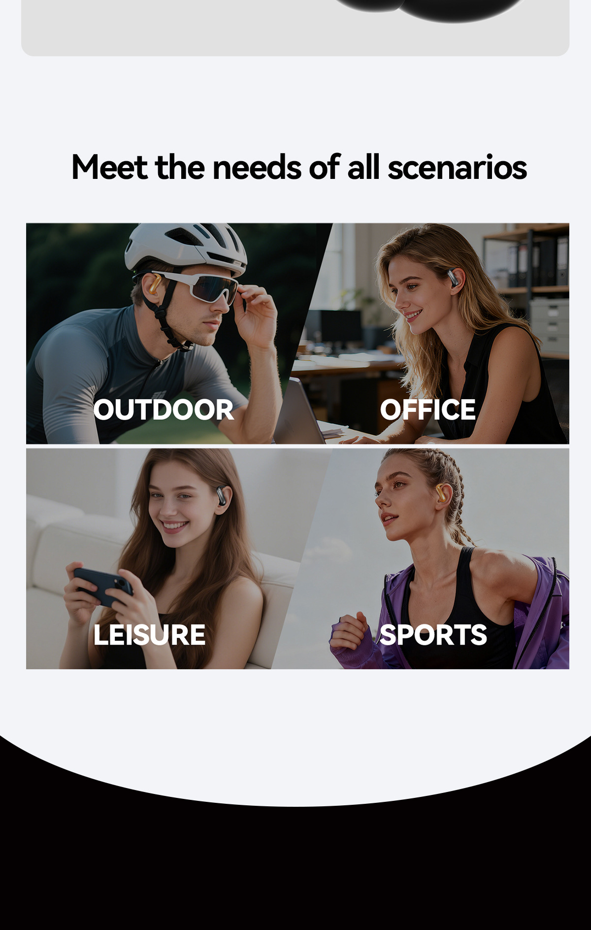 Nuevo producto smart crossover nuevo M144 orejar montado OWS semi-en el oído abierto bluetooth auriculares con doble pantalla de número modelo privado pic 10