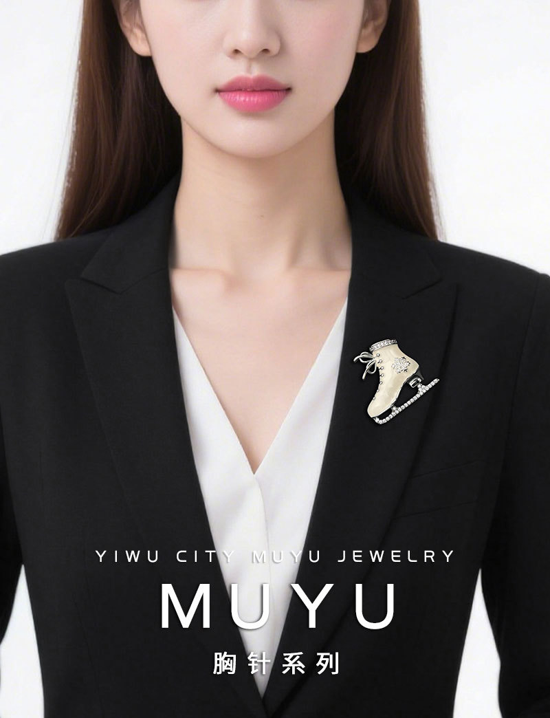 Romantic and fresh blue enamel ice skates brooch, fashionable, light luxury and elegant clothing accessories, exquisite and best-selling brooch pic 3