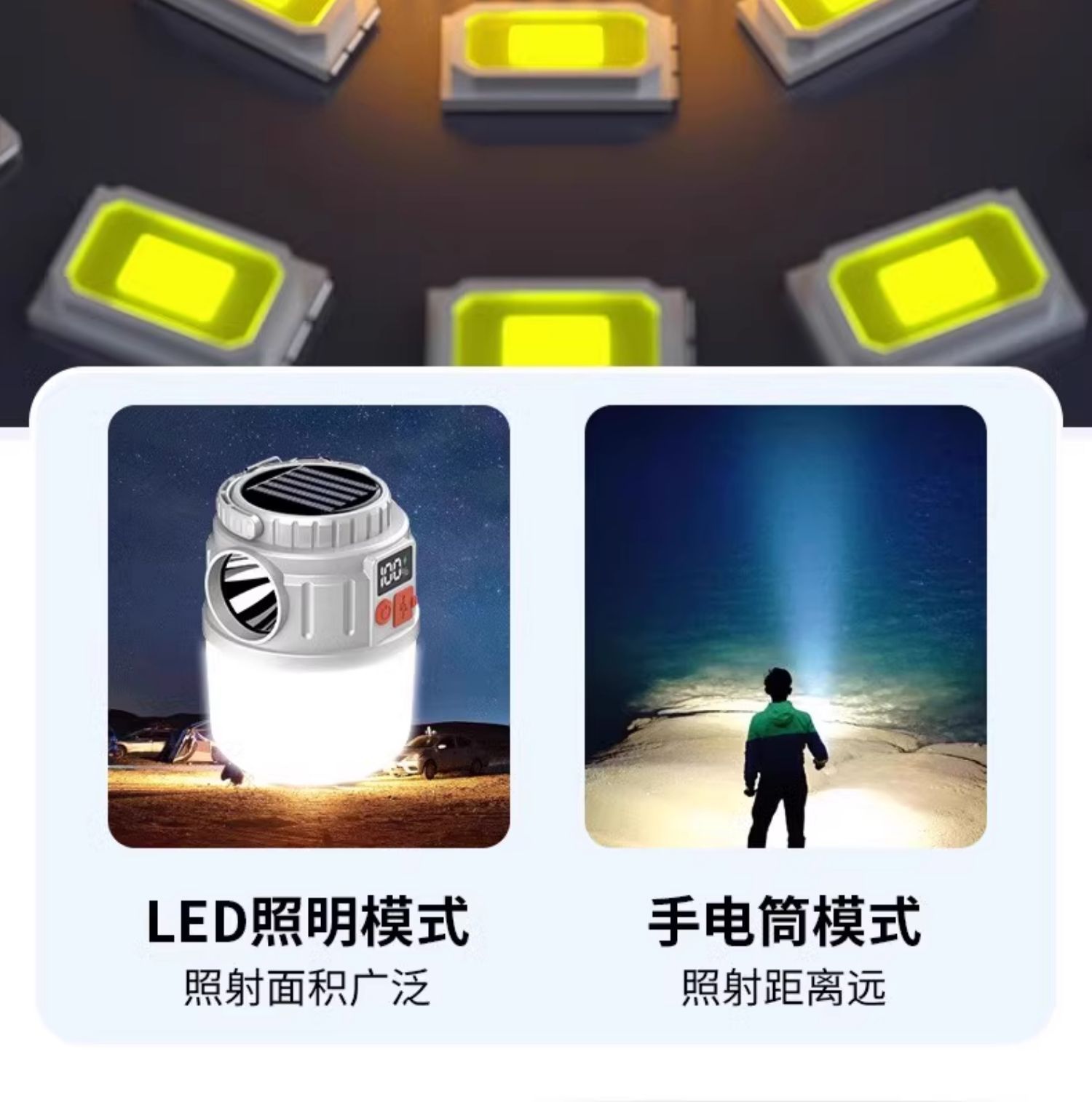 LED solar rechargeable bulbs, outdoor ultra-bright lighting fixtures, household power outage emergency lights, night market stall lights pic 10