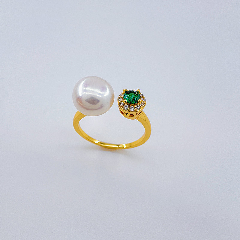 Celeste celeste nuevo anillo de perlas simple mujer luz de lujo anillo de apertura micro circonitas anillo de dedo tienda de fábrica pic 14