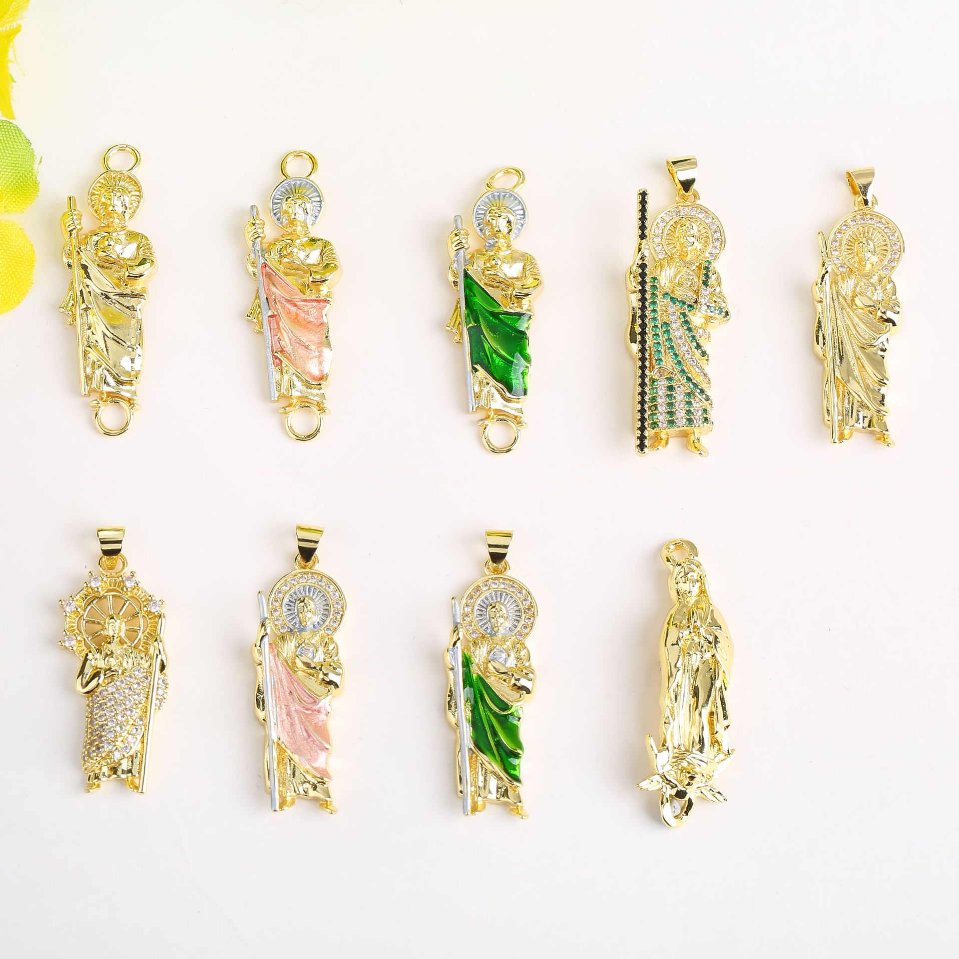 14k gold-plated oil drip pendant with micro-inlaid zircon Virgin Mary pendant diy accessory necklace pendant accessory pic 7