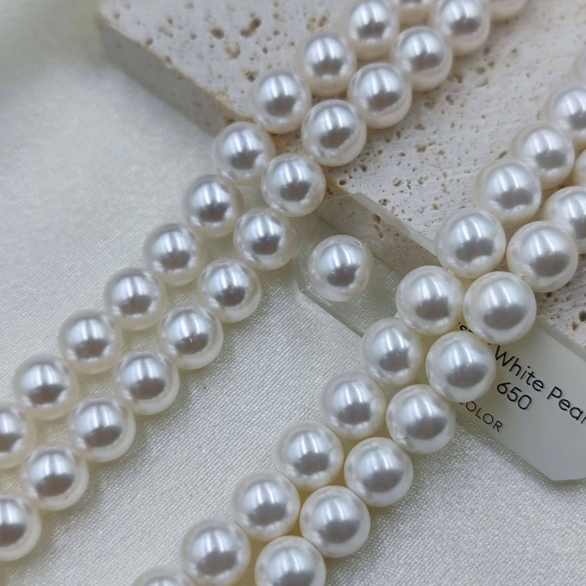 High-quality Shijia Pearl White 650 color Australian white Swarovski beads, full-hole, perfectly round, straight-hole round beads, DIY string beads pic 4