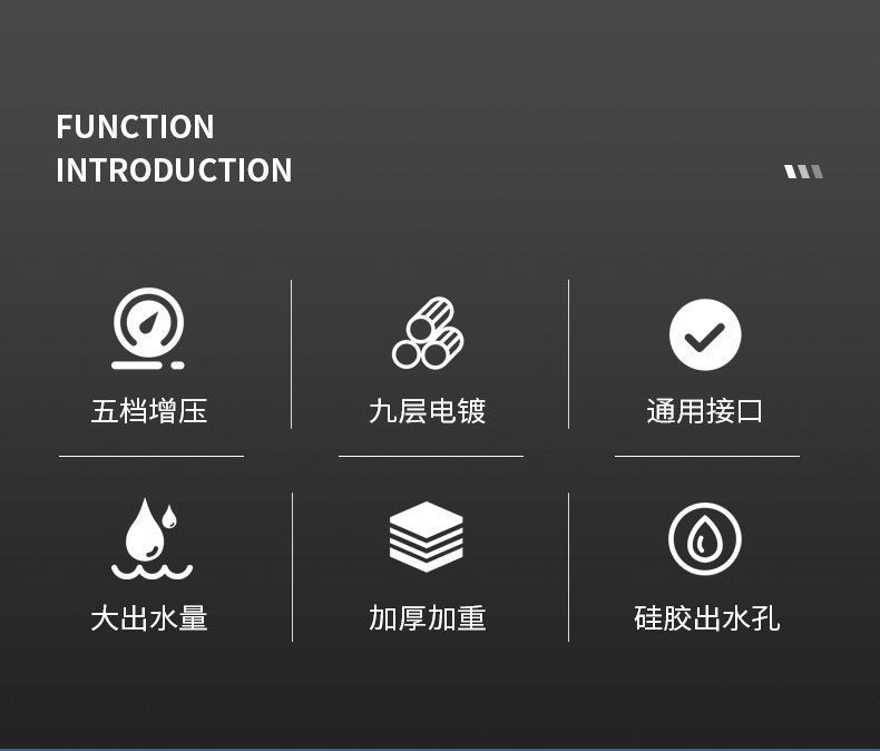 Large panel five-speed super strong showerhead, household bathroom handheld pressurized showerhead hose set pic 20