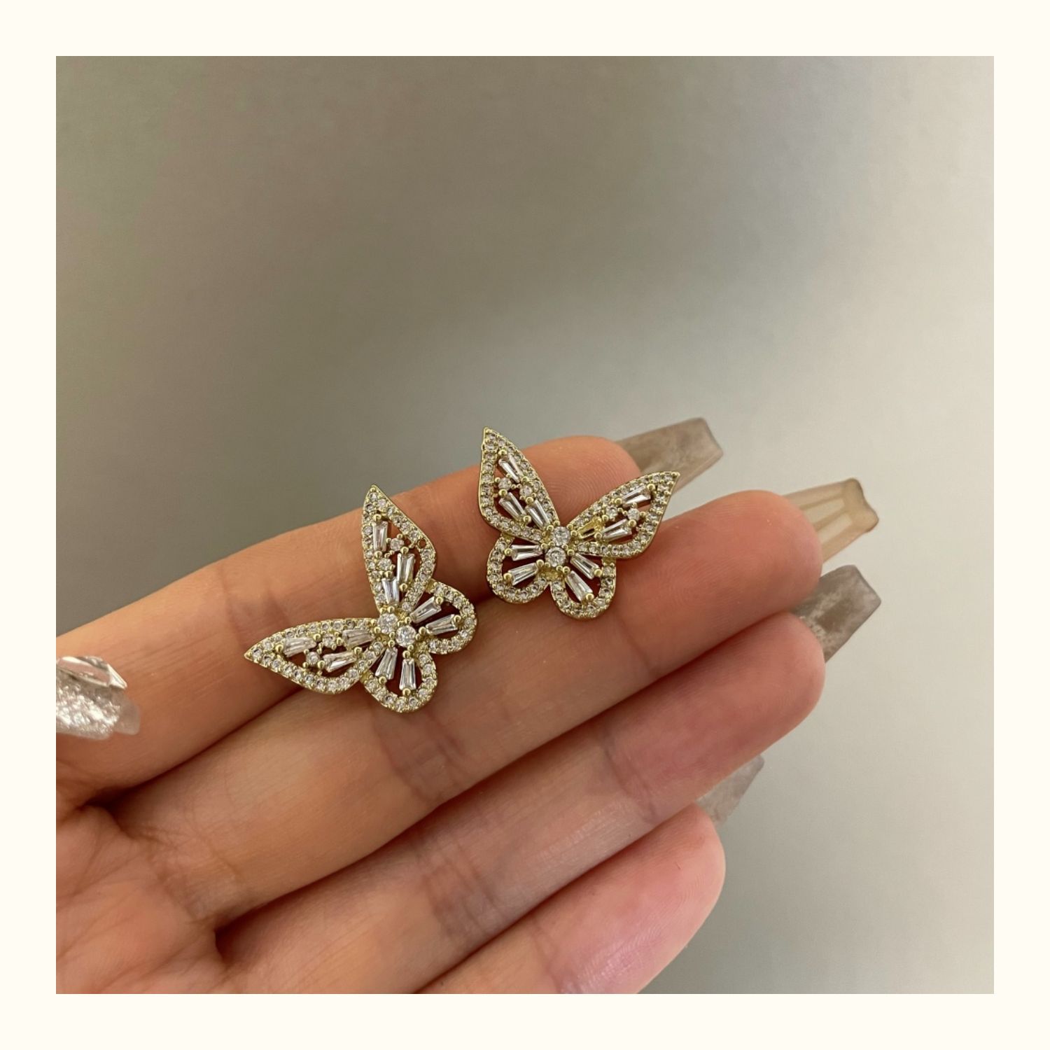 The 2025 new trendy zircon micro-set diamond exquisite small butterfly silver needle earrings exude an ethereal charm and are elegant golden earrings pic 5