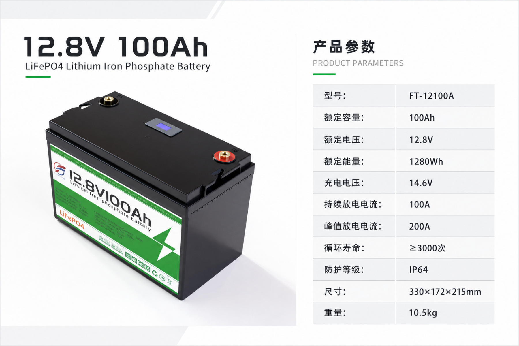 12V磷酸铁锂电池组12V100Ah 24V200Ah铅酸改锂电太阳能房车电池详情3