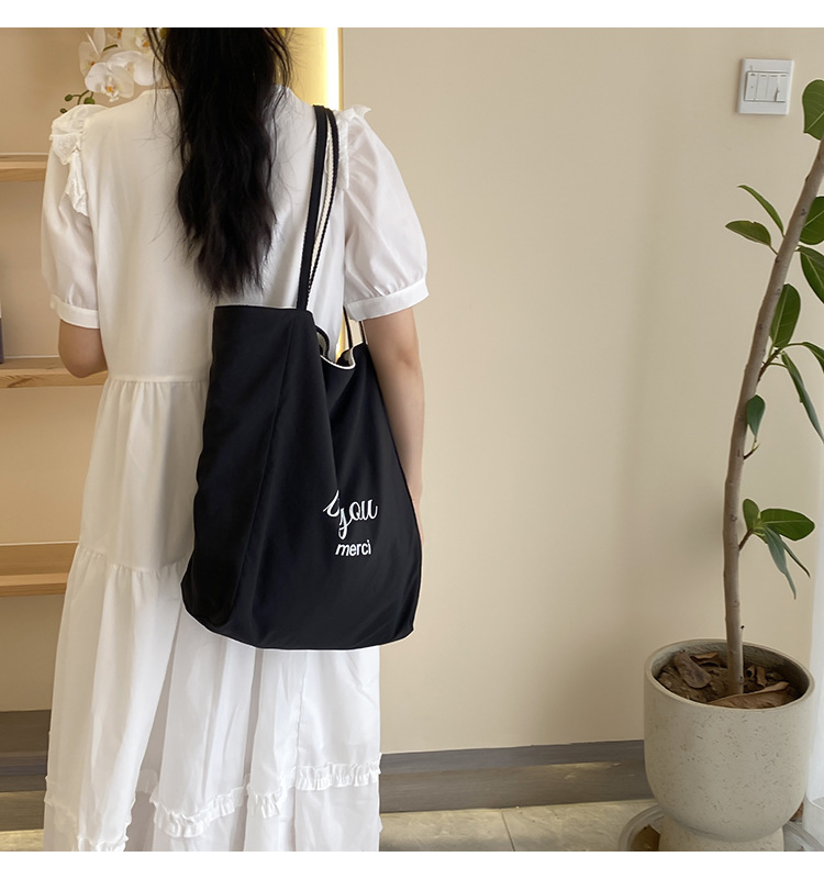 Striped canvas bag, 2024 new Korean-style ins tote casual bag, single-shoulder large-capacity tote bag shopping bag pic 39