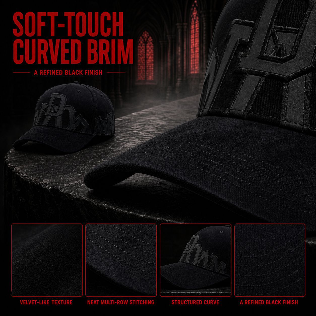 New trendy and versatile Gothic baseball caps, custom-made printed, embroidered and logo caps, cross-border export wholesale pic 8