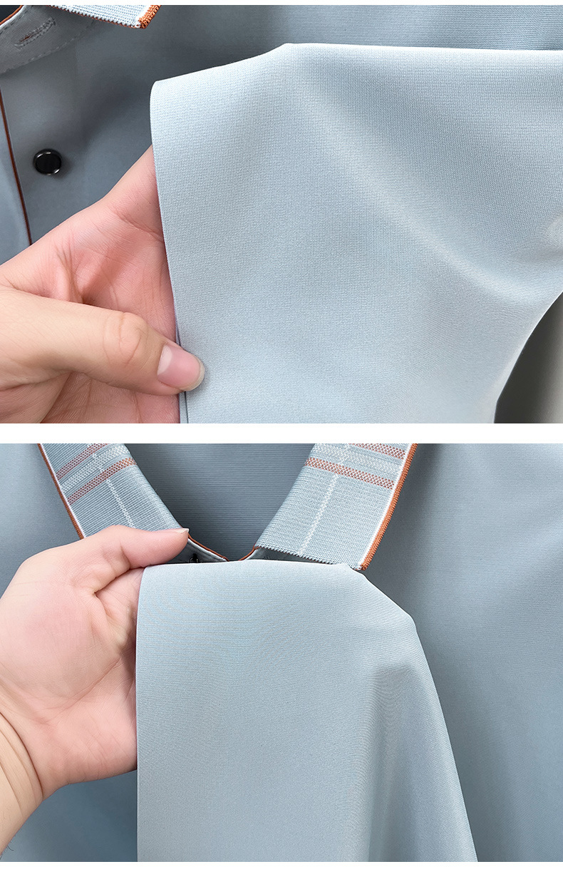 桑蚕丝polo衫男无痕翻领2025夏季新款纯色商务透气薄款短袖男t恤详情14