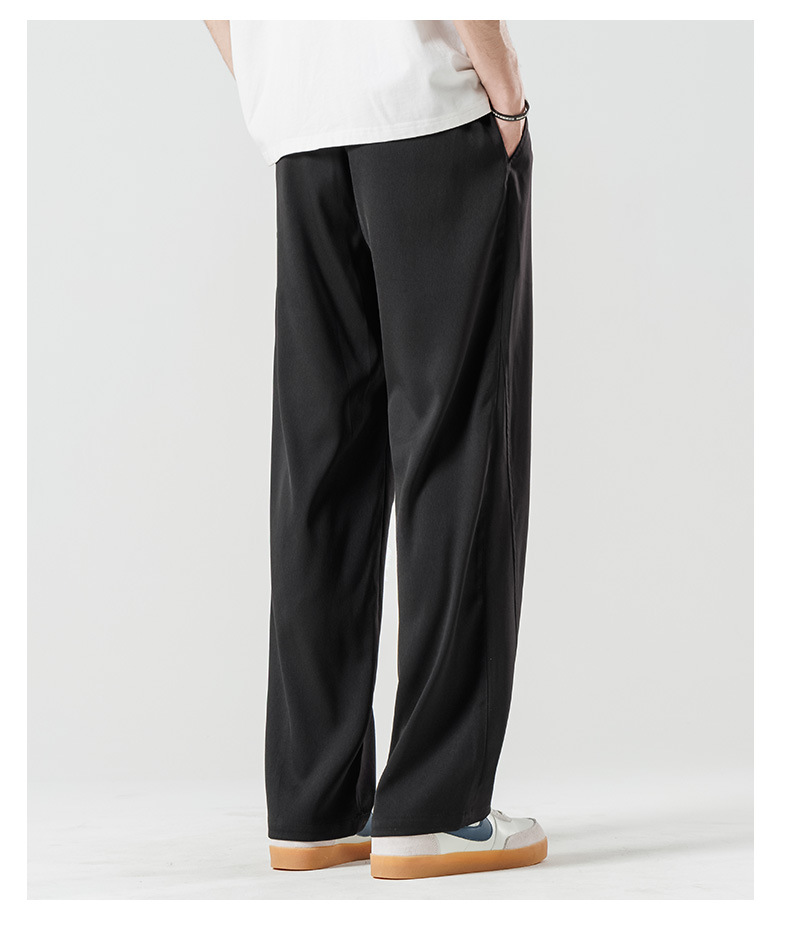Drapeado casual traje pantalones hombre verano fino hielo seda suelto drapeado sentido marrón premium sentido recto pantalones largos pic 7
