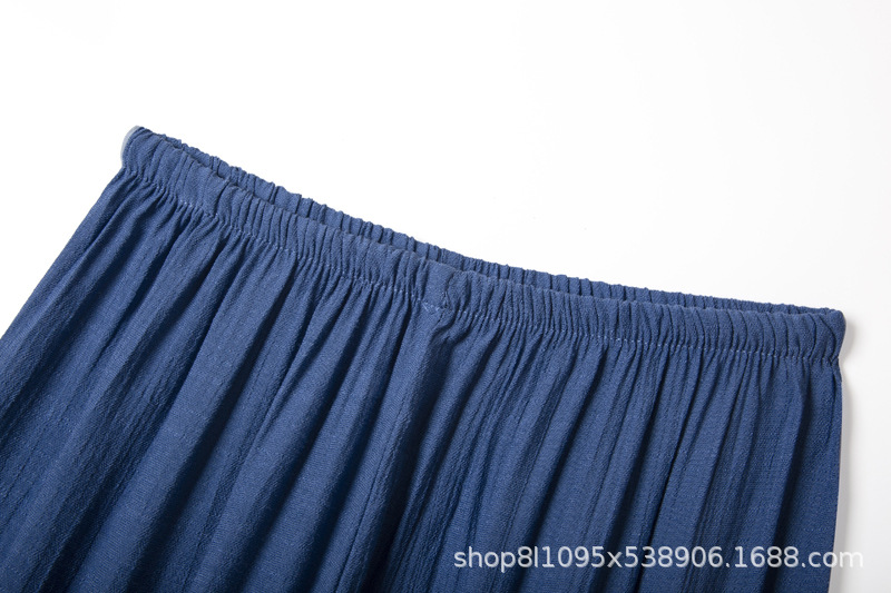 夏季透气套装女式两件套薄印花二件套妈妈装棉麻印花宽松舒适T恤详情20