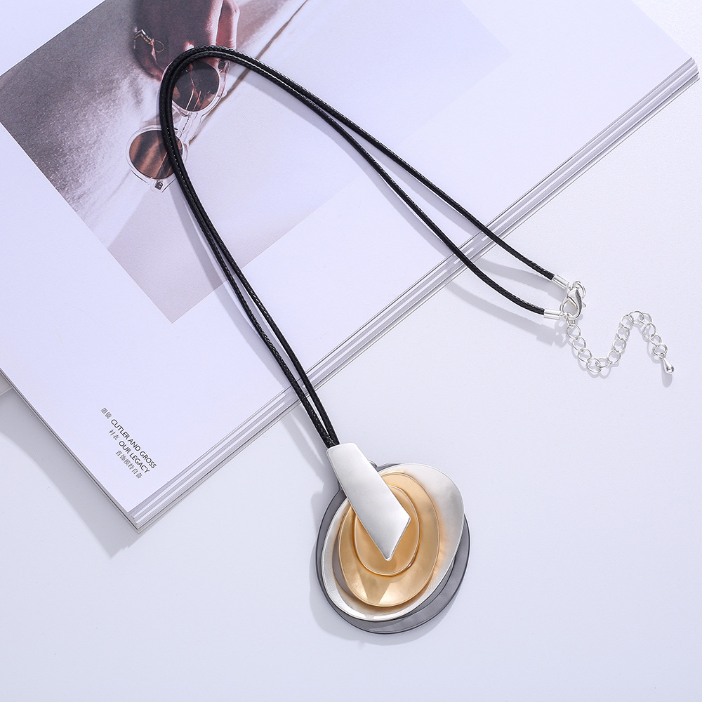 欧美金属项链亚马逊爆款跨境复古简约ins吊坠长款时尚女士毛衣链详情8