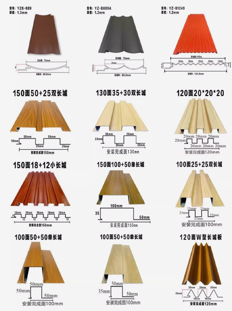 铝合金波浪板幕墙广告门头装饰长城板格栅凹凸铝单板波纹板铝型材详情2