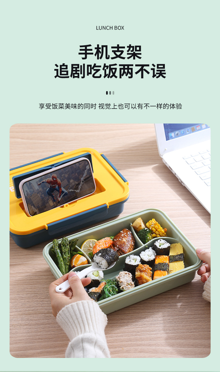 The new student lunch box with compartments can be heated in a microwave oven and comes with chopsticks and spoons. It is a student lunch box for work pic 9
