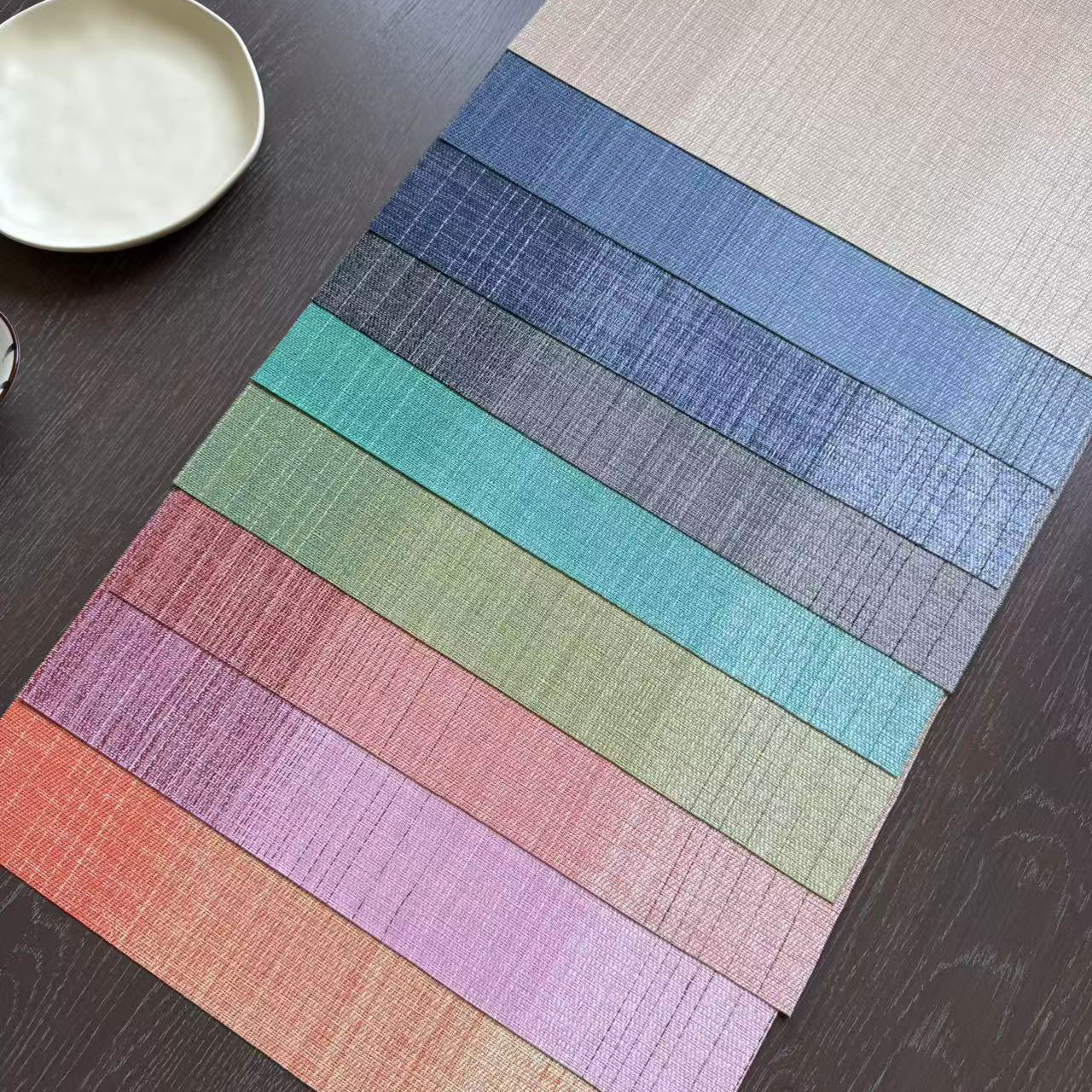 简约渐变背景板家用餐桌餐具垫加厚编织隔热垫pvc餐垫西餐垫杯垫详情2