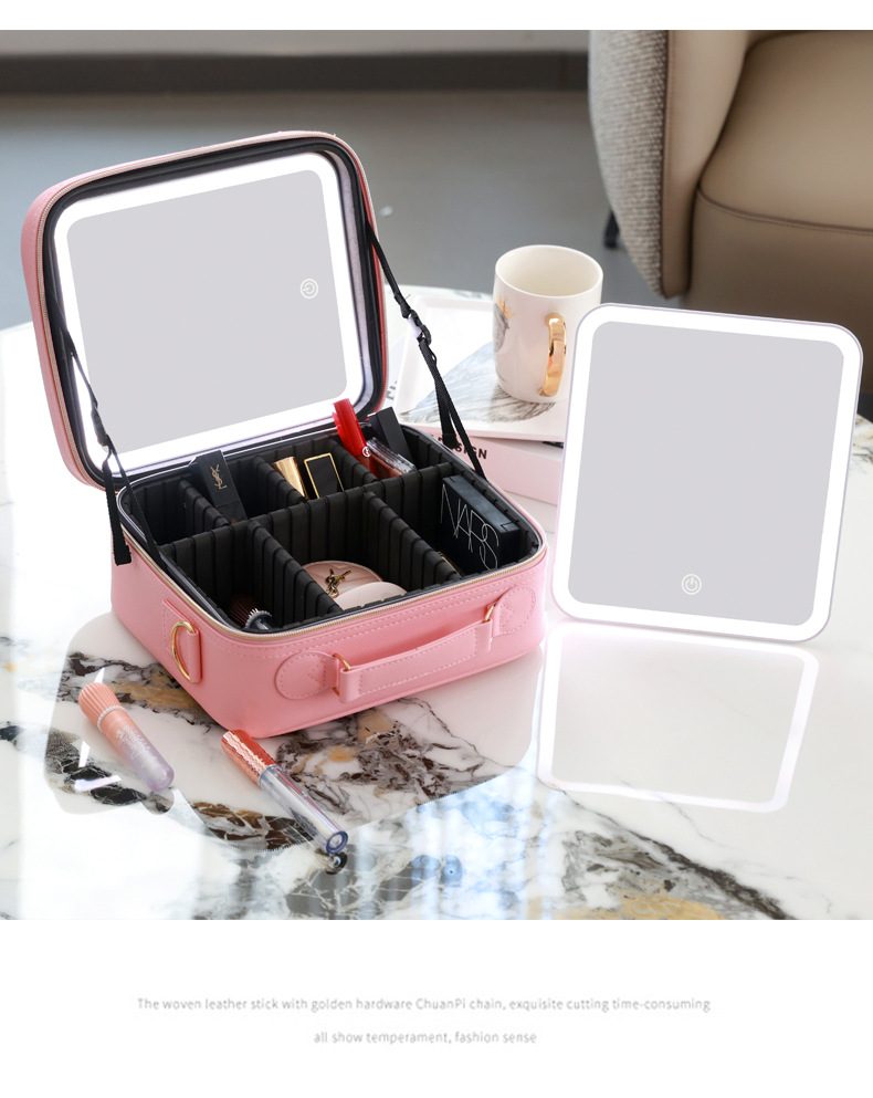 Cross-border makeup box with mirrors, simple and high-end makeup artist's makeup box, urban simple and convenient makeup box with mirrors and lights pic 37