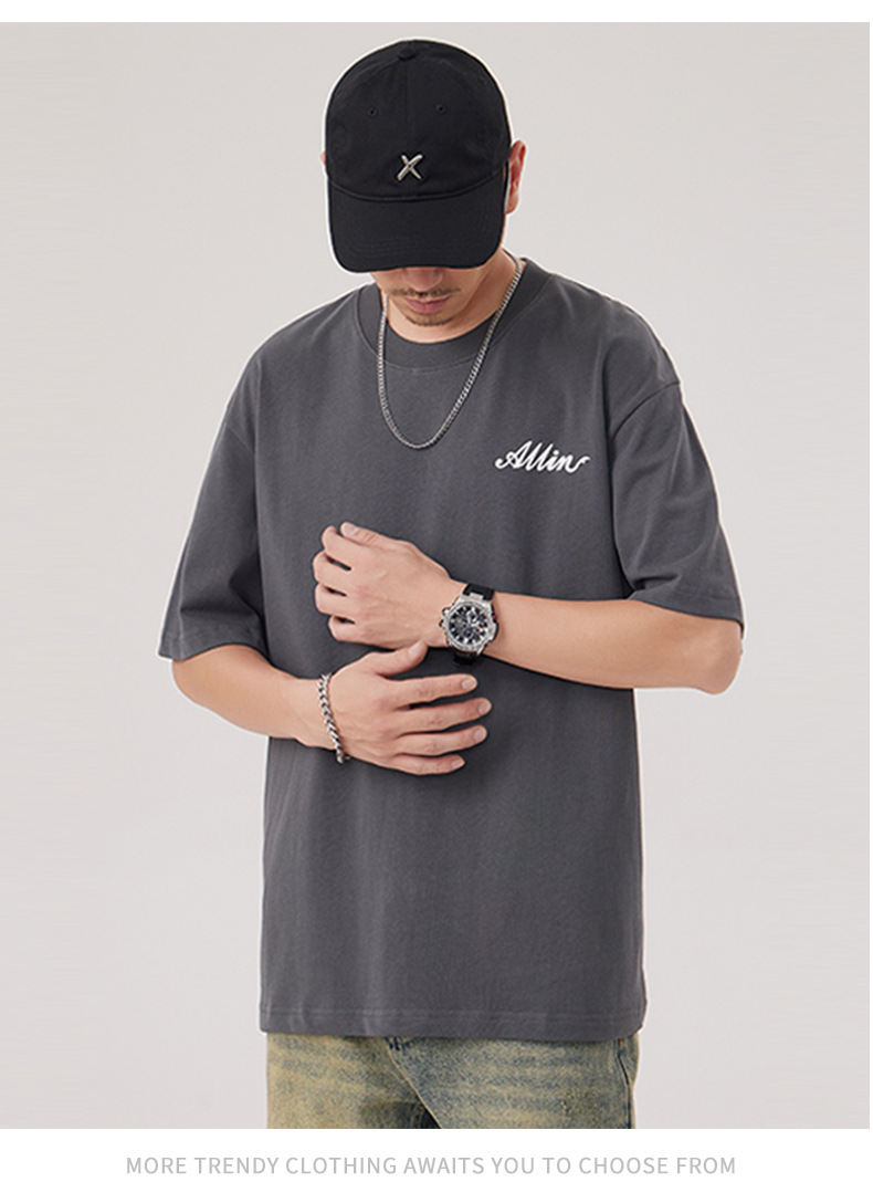 The 2025 summer new half-sleeved T-shirt for men is a trendy and versatile short-sleeved American retro printed loose round-neck T-shirt pic 46