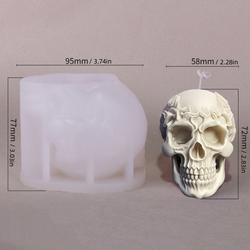 玫瑰骷髅香薰蜡烛模具硅胶石膏模具DIY复活节家居装饰模具详情20