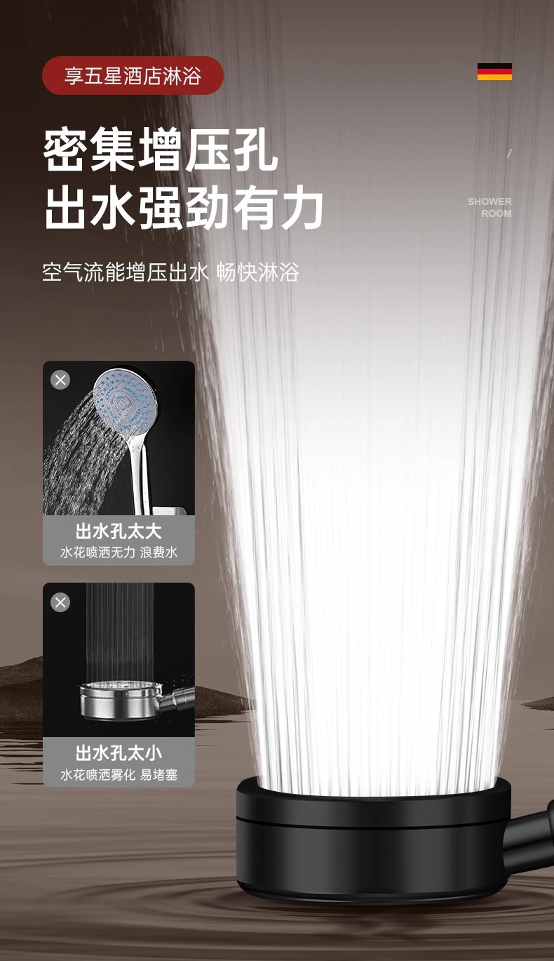 不锈钢增压淋浴花洒喷头家用热水器卫生间洗澡沐浴莲蓬头套装详情5