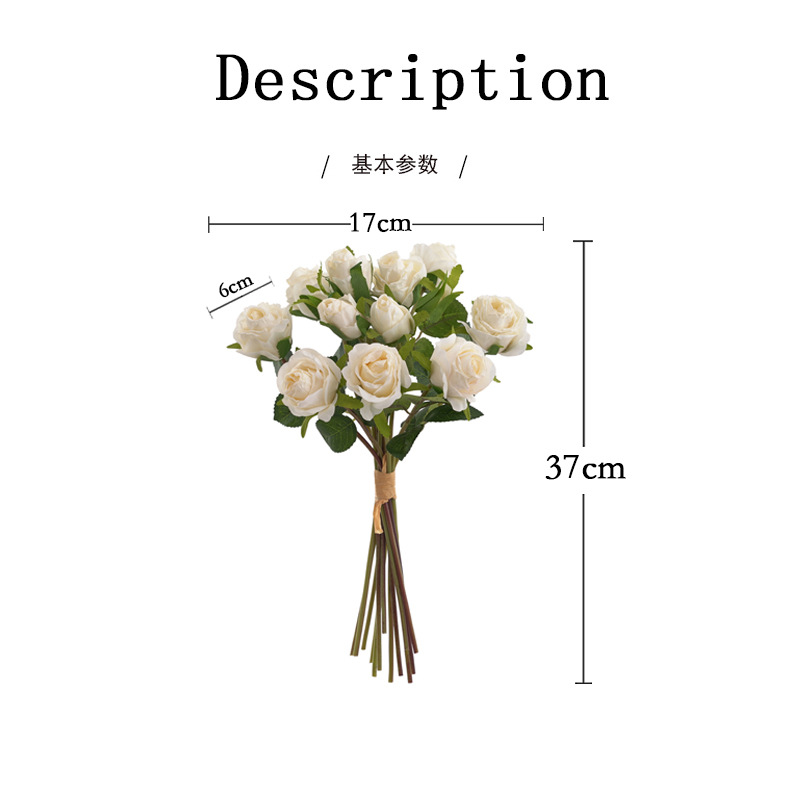 仿真花13头焦边保加利亚玫婚庆婚礼配材花束家居装饰摄影道具详情1