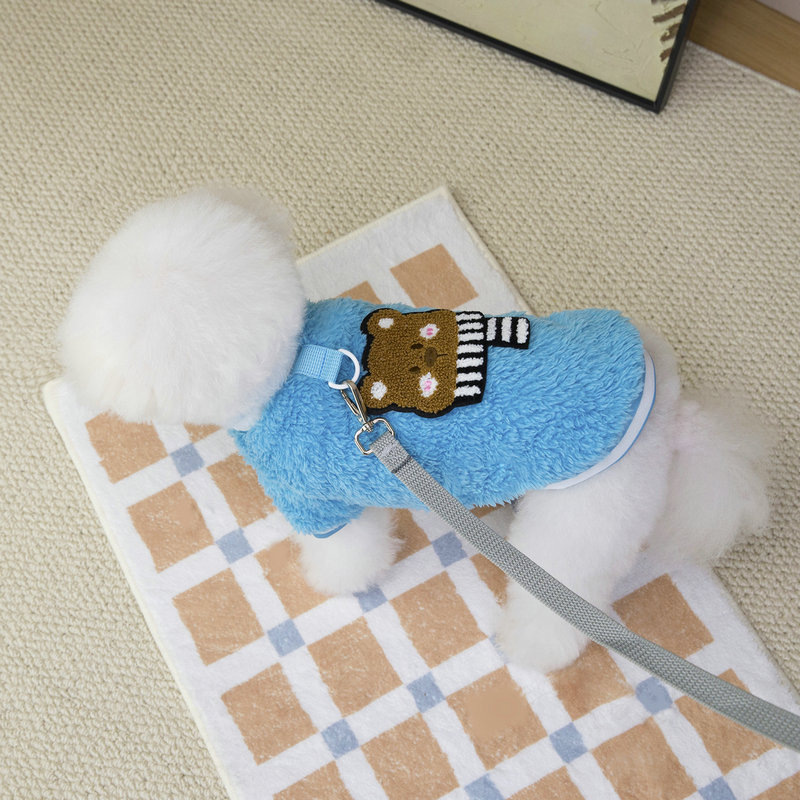 New cartoon printed pet clothing, fleece two-legged hoodie, autumn and winter pullover pet 25 scarf, bear fleece jacket pic 11