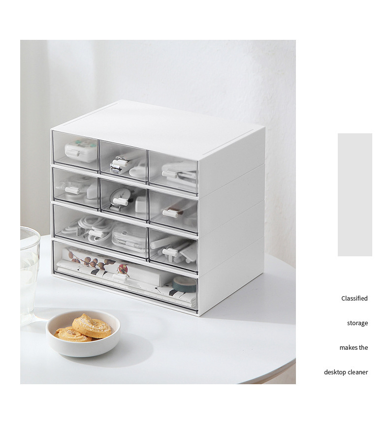 桌面收纳盒多层抽屉式桌面杂物文具整理盒化妆盒子家用防尘置物架详情13
