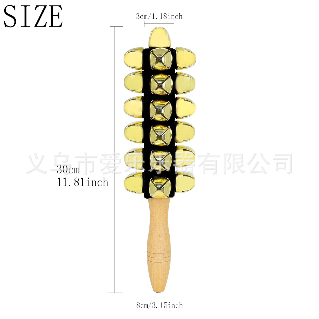 跨境25音大棒铃榉木手摇铃儿童早教打击乐器响铃音乐道具手摇棒铃详情2