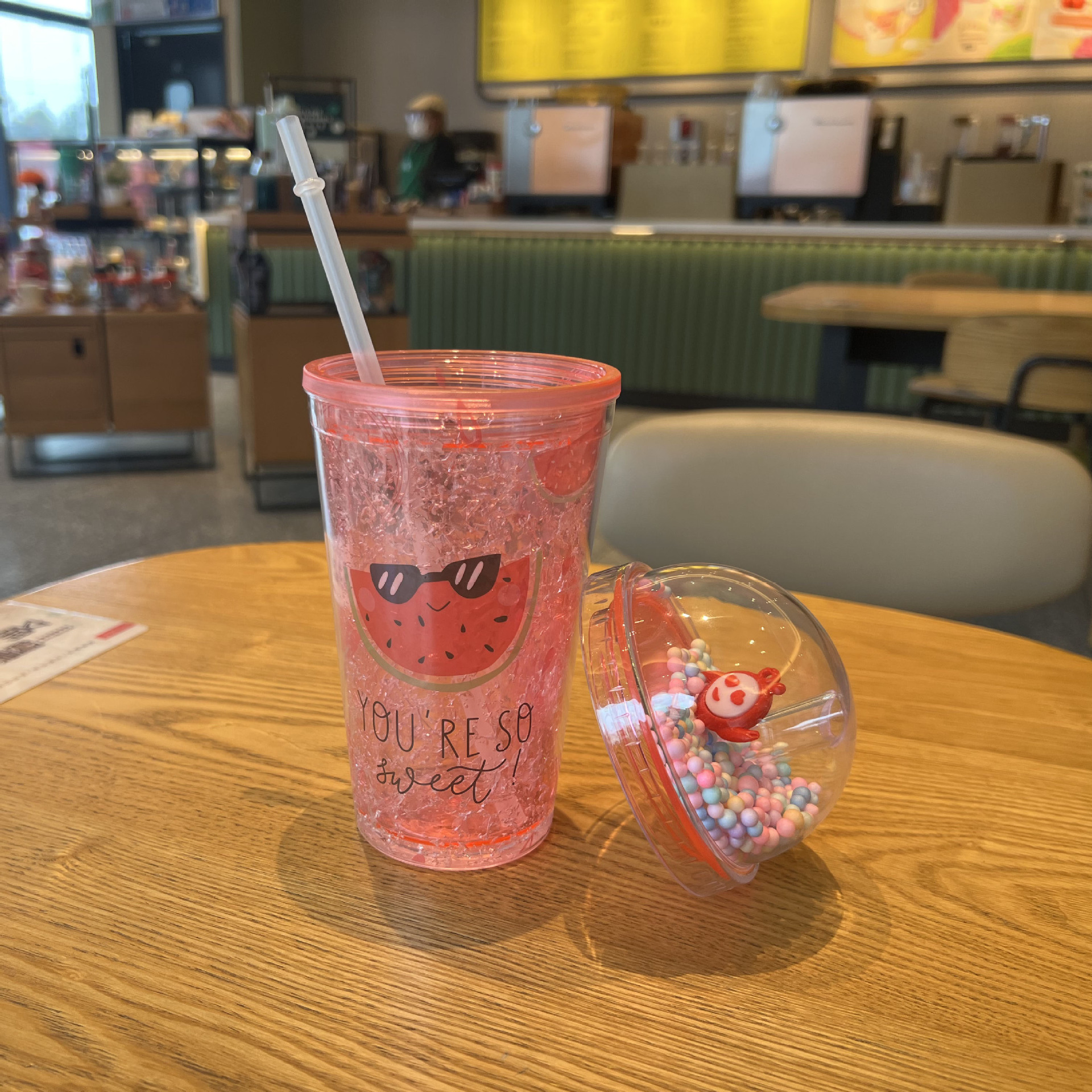 跨境新款水果塑料水杯批发双层卡通塑料吸管杯夏日碎冰杯微景观杯详情10