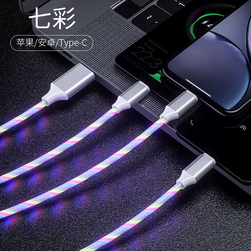 Cross-border one-to-three optical data cable, suitable for Apple Type-C Android marquee light-emitting charging cable for vehicle-mounted use pic 14