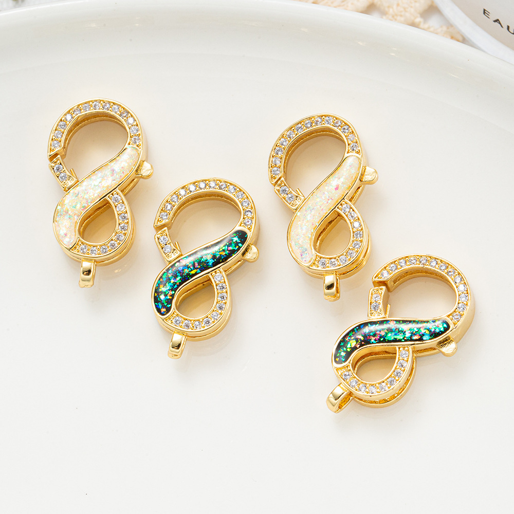 diy copper plated 18k real gold double-ring pearl string necklace clasp, jewelry, handcrafted bead necklace accessory pic 12