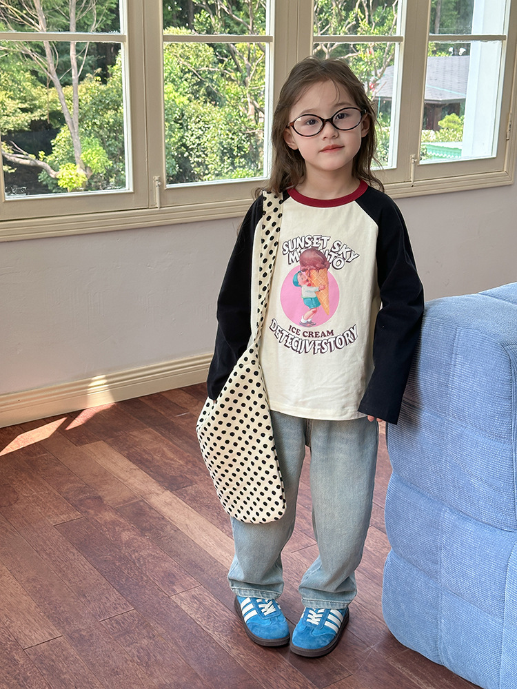 2024秋季新款儿童秋装长袖T恤上衣女童宝宝230克卡通插肩打底衫潮详情40