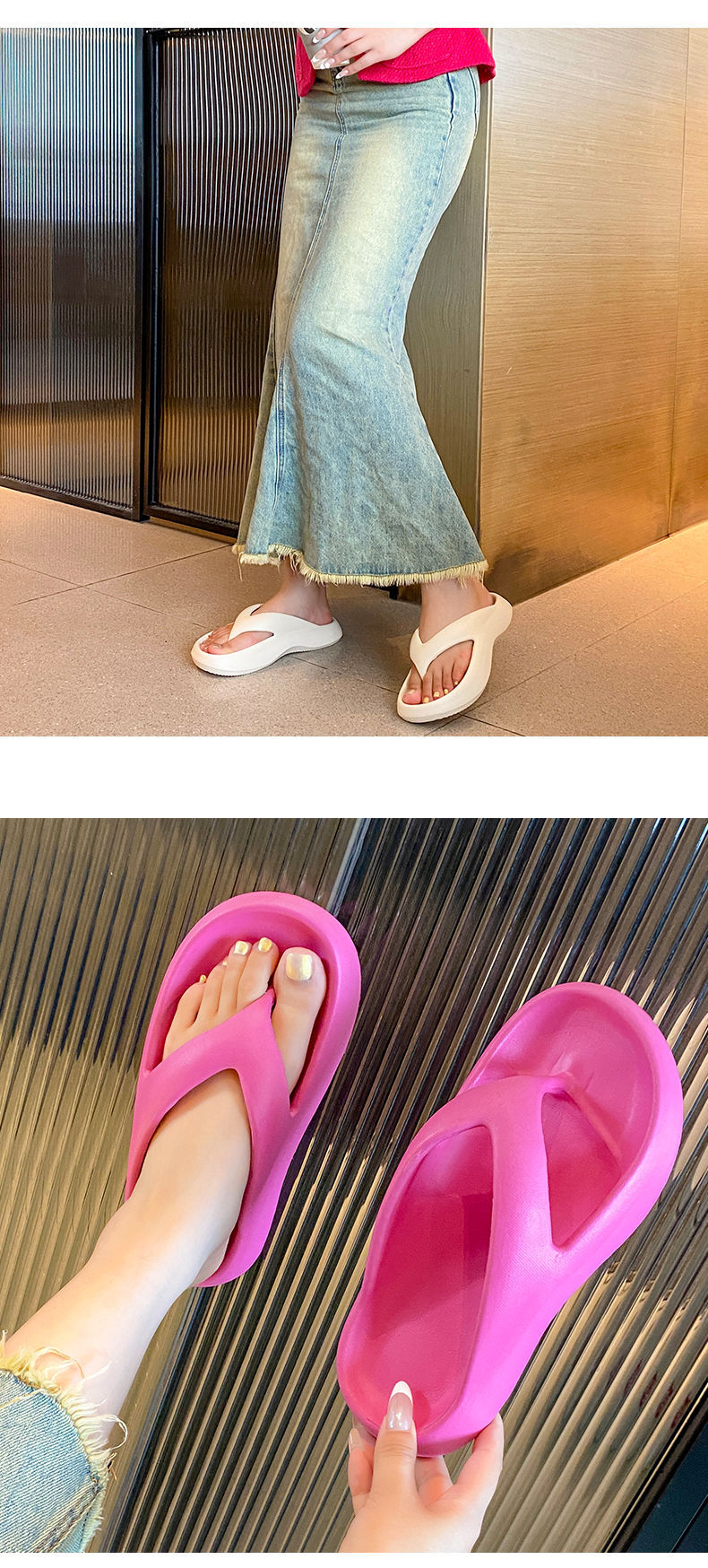 Ladies can wear the new thick-soled anti-slip beach flip-flops with sponge soles for the seaside in summer pic 18