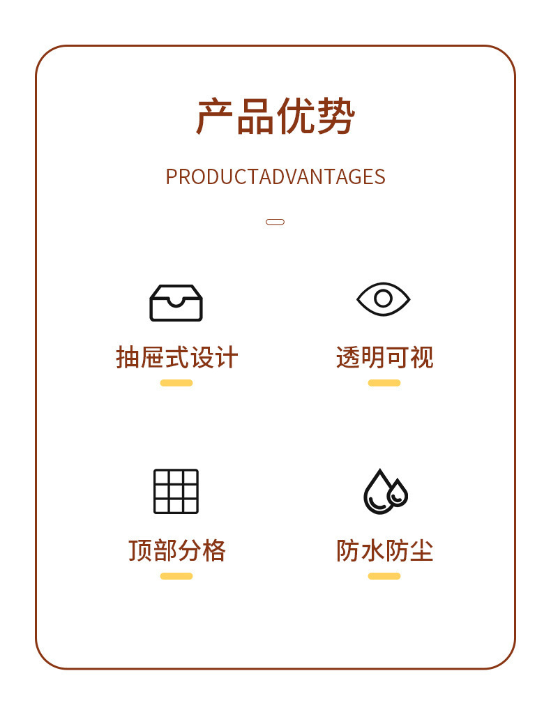 桌面化妆品收纳盒塑料收纳架抽屉式首饰盒化妆品置物架透明整理盒详情1