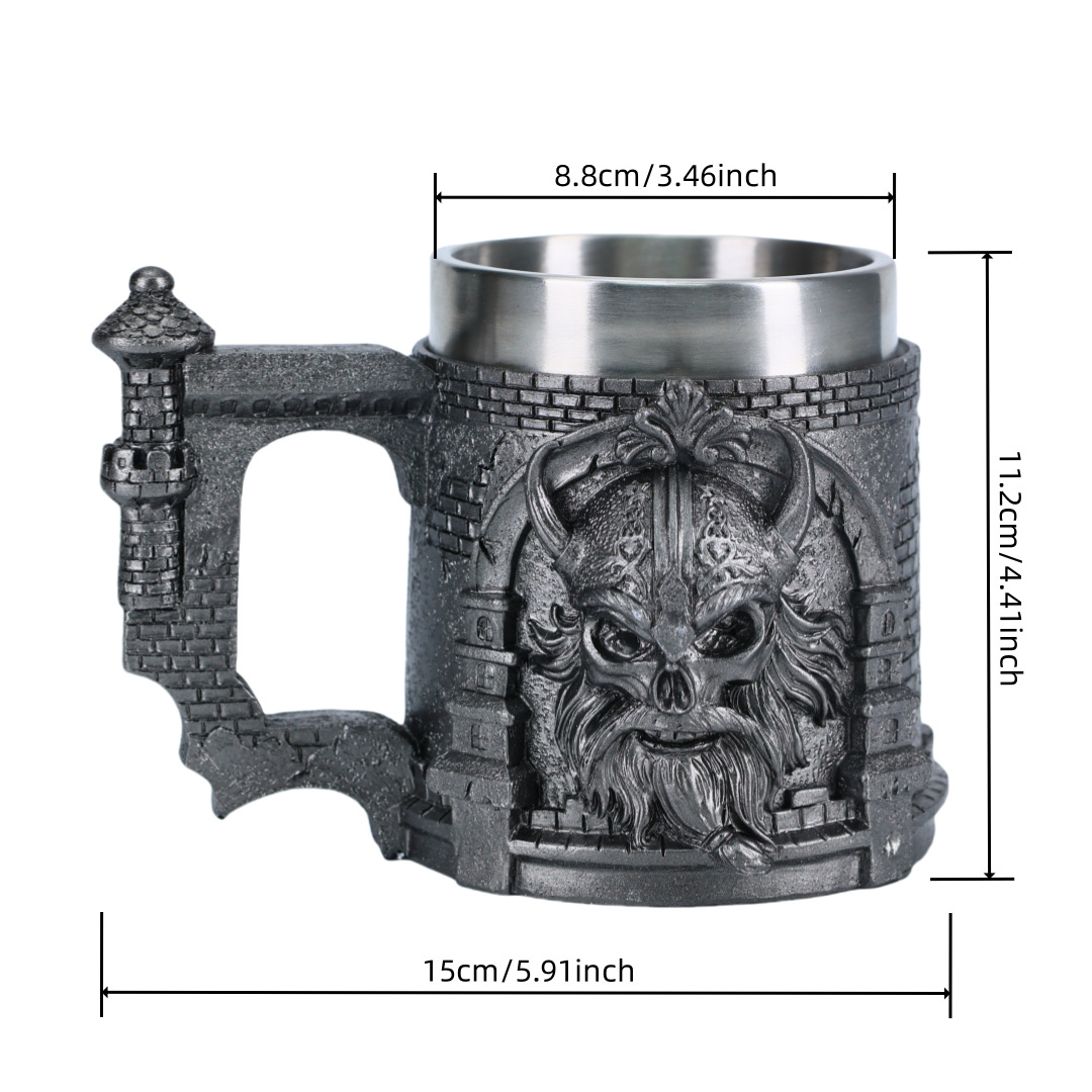 Beer mugs, medieval Viking coffee cups, personalized gifts, cross-border resin stainless steel creative mugs sea pic 8