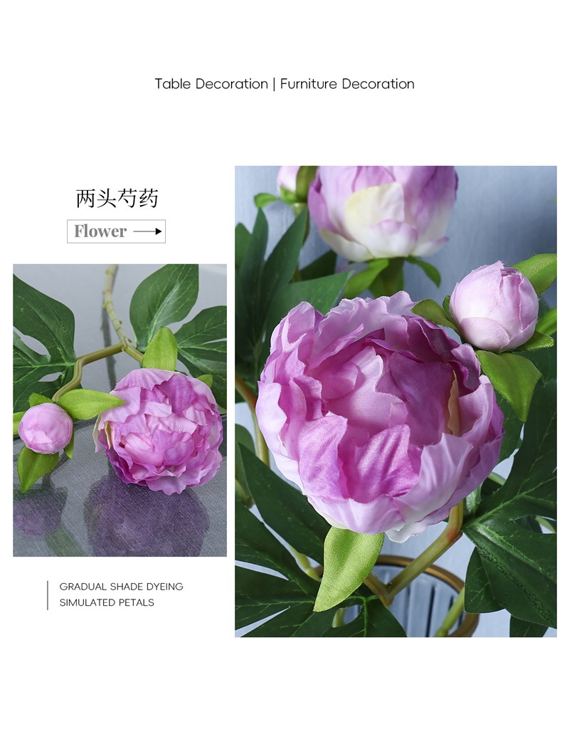 欧式迷你2头仿真牡丹花婚庆家居软装插花绢花摆放花艺仿真芍药详情6