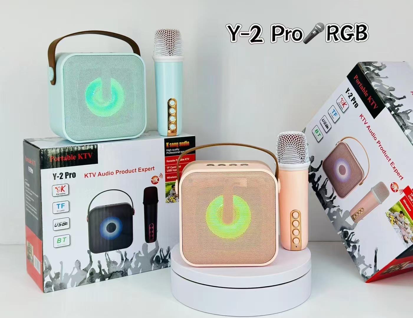 新款跨境 Y-2 Pro无线麦克风蓝牙家庭户外便携k歌音响长续航话筒详情2