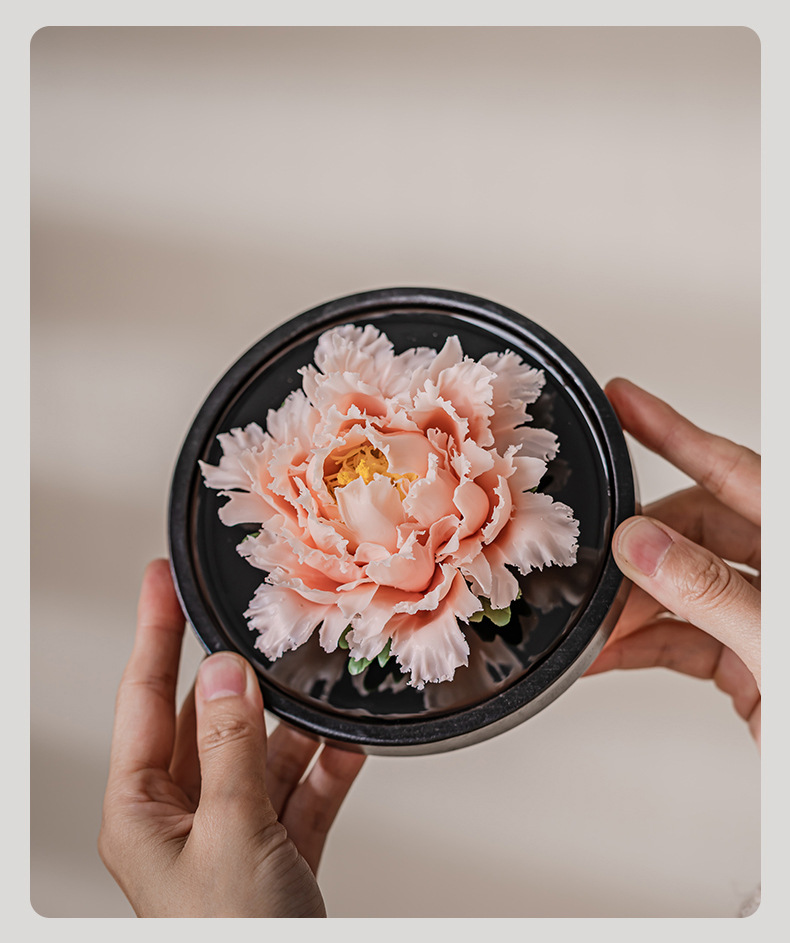 手工牡丹花礼物跨境工艺品车载香薰摆件高级感小众陶瓷花伴手礼品详情11