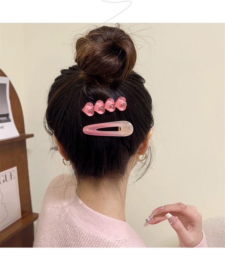 粉色系甜美小发夹边夹女侧边可爱发卡少女心鸭嘴bb夹刘海夹子头饰详情7