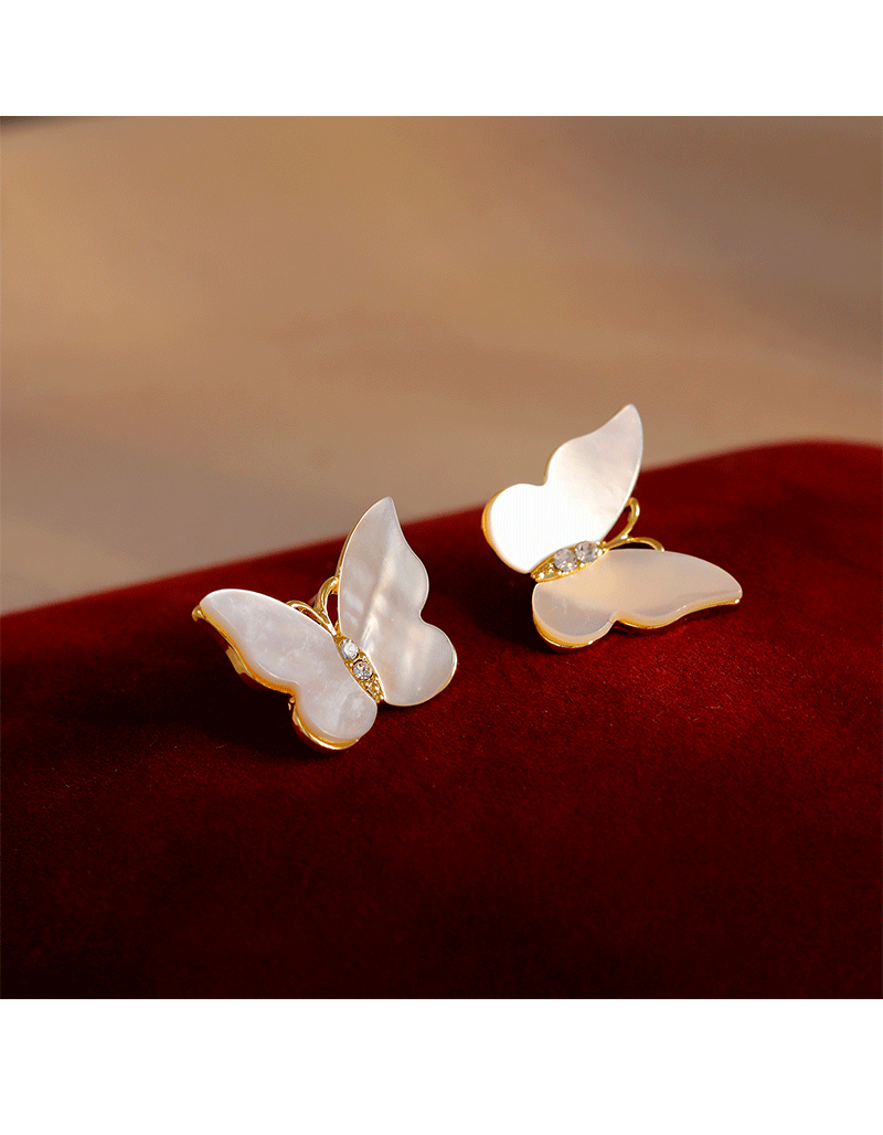 Hyacinth blanco bayas mariposa aretes para mujeres diseño de nicho ligero extravagancia shell temperamento pendientes simples orejas 925 agujas de plata ornamentos pic 6