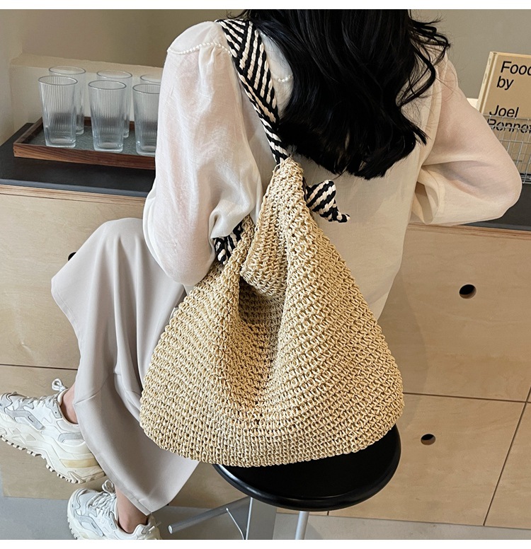 Summer high-capacity straw woven bag for women, 2024 new style seaside and beach vacation single-shoulder bag, commuter tote bucket bag pic 16