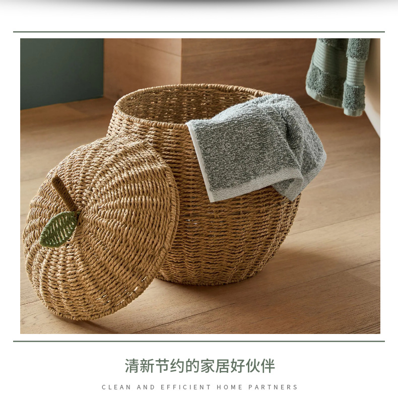 批发手工编织收纳篮雪梨水果款储物筐整理框桌面杂物篮家居装饰篮详情6