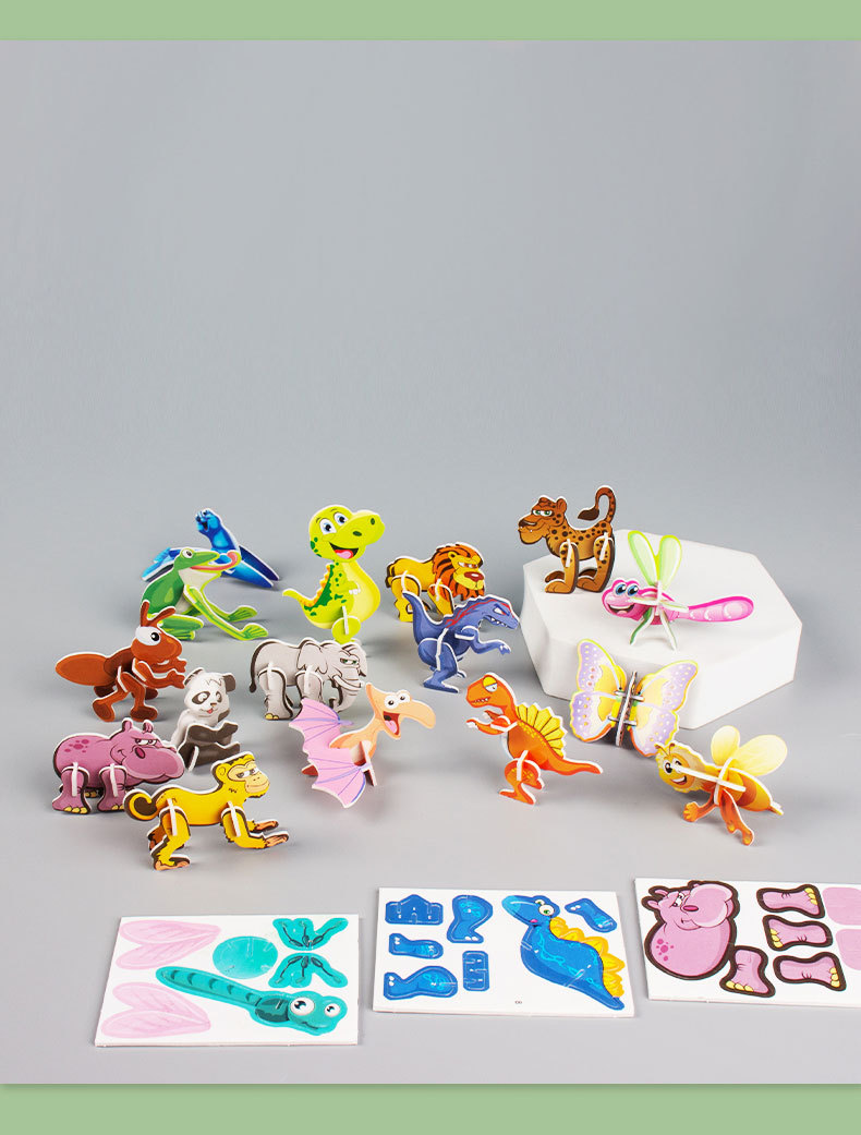 立体3D纸质拼图 儿童创意昆虫拼图DIY幼儿园早教手工拼装益智玩具详情10