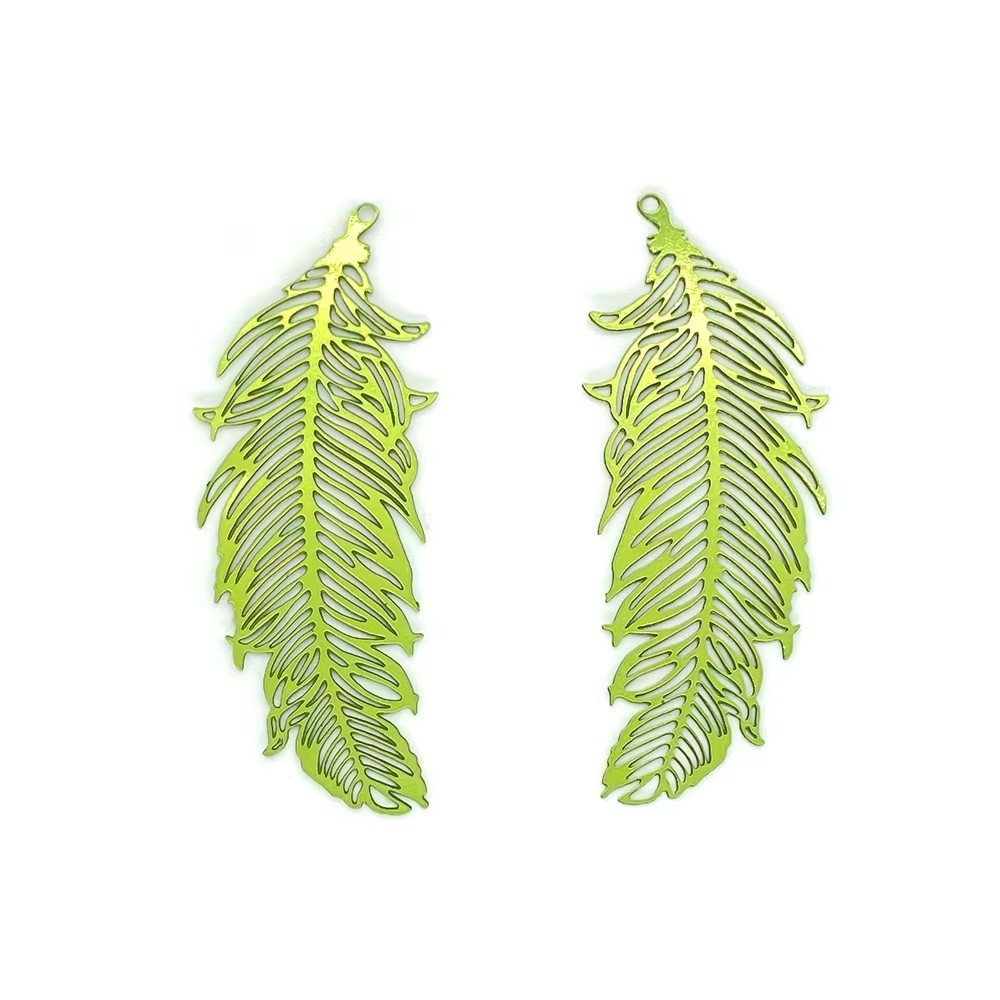 47*19mm欧美小众复古风镂空花纹彩色羽毛耳环 DIY手工项链配件 独特饰品其他分类详情2