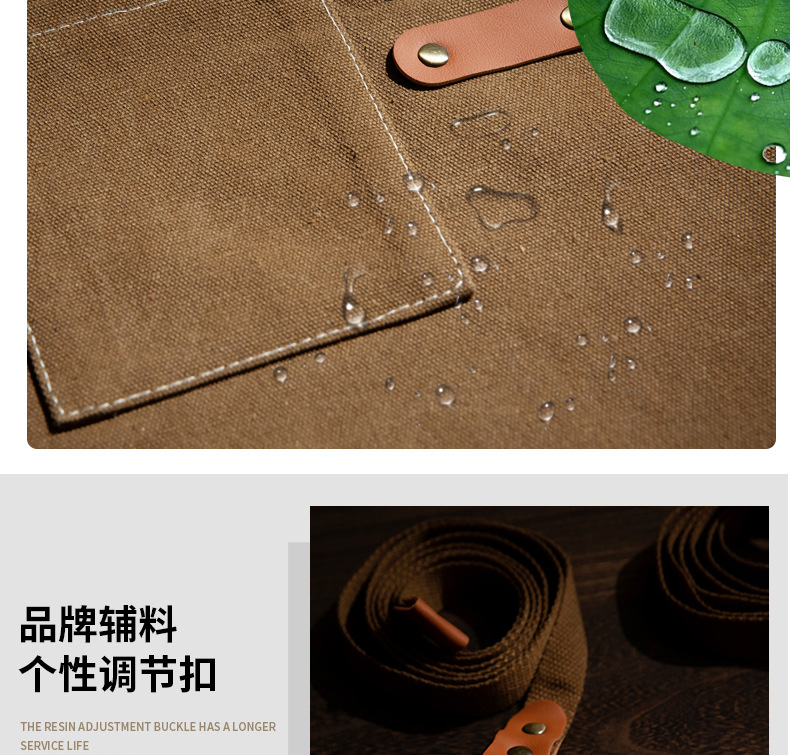 加厚新款围裙定制logo工作服耐脏防水防油厨房纯棉帆布跨境亚马逊详情9
