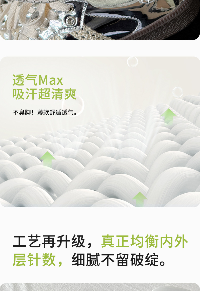 诸暨袜子女春夏季薄款无骨网眼透气堆堆袜双罗口格子miu风中筒袜详情5